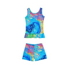 Liquid Art Pattern - Fluid Art Kids  Boyleg Swimsuit by GardenOfOphir