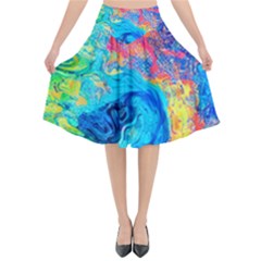 Liquid Art Pattern - Fluid Art Flared Midi Skirt by GardenOfOphir