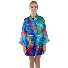 Liquid Art Pattern - Fluid Art Long Sleeve Satin Kimono by GardenOfOphir