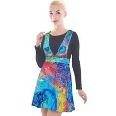 Liquid Art Pattern - Fluid Art Plunge Pinafore Velour Dress by GardenOfOphir