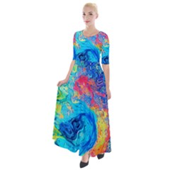 Liquid Art Pattern - Fluid Art Half Sleeves Maxi Dress by GardenOfOphir