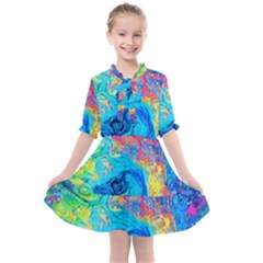 Liquid Art Pattern - Fluid Art Kids  All Frills Chiffon Dress by GardenOfOphir