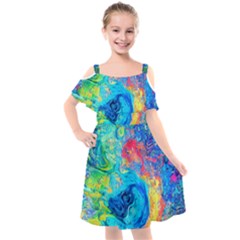 Liquid Art Pattern - Fluid Art Kids  Cut Out Shoulders Chiffon Dress by GardenOfOphir