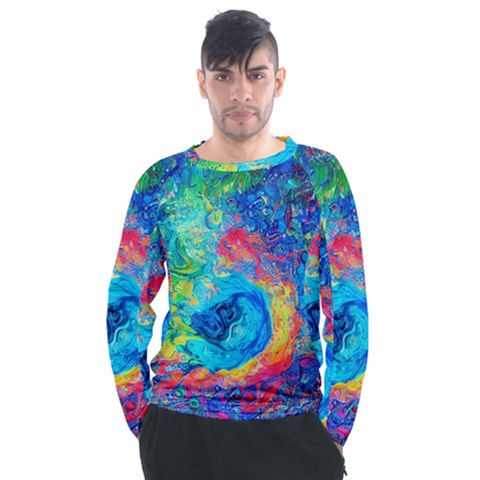 Liquid Art Pattern - Fluid Art Men s Long Sleeve Raglan Tee by GardenOfOphir