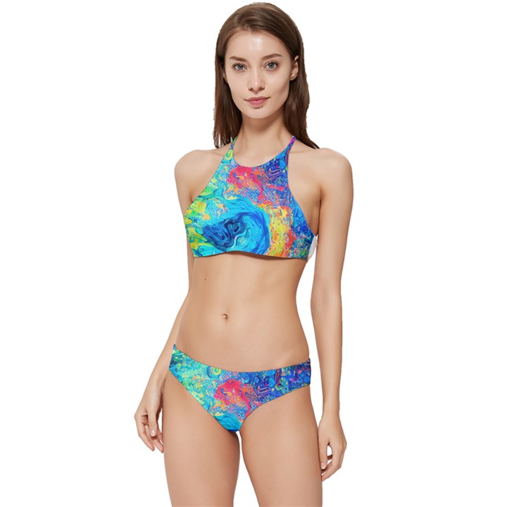 Liquid Art Pattern - Fluid Art Banded Triangle Bikini Set