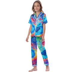 Liquid Art Pattern - Fluid Art Kids  Satin Short Sleeve Pajamas Set by GardenOfOphir