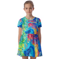 Liquid Art Pattern - Fluid Art Kids  Short Sleeve Pinafore Style Dress by GardenOfOphir