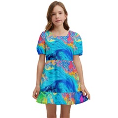 Liquid Art Pattern - Fluid Art Kids  Short Sleeve Dolly Dress by GardenOfOphir