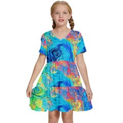 Liquid Art Pattern - Fluid Art Kids  Short Sleeve Tiered Mini Dress by GardenOfOphir