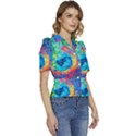 Liquid Art Pattern - Fluid Art Puffed Short Sleeve Button Up Jacket View3