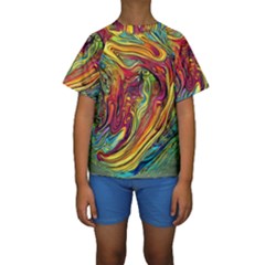 Liquid Art Pattern - Abstract Art Kids  Short Sleeve Swimwear by GardenOfOphir