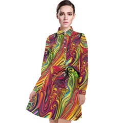 Liquid Art Pattern - Abstract Art Long Sleeve Chiffon Shirt Dress by GardenOfOphir