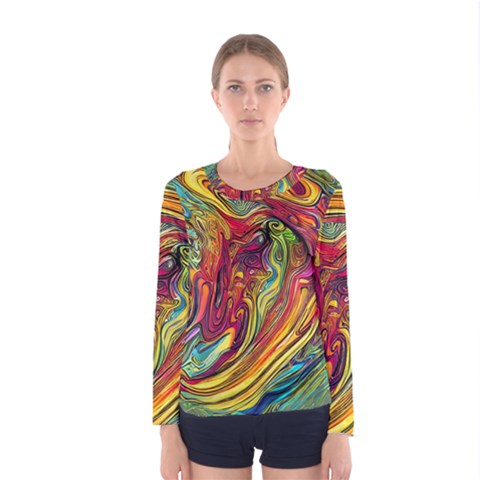 Liquid Art Pattern - Abstract Art Women s Long Sleeve Tee by GardenOfOphir