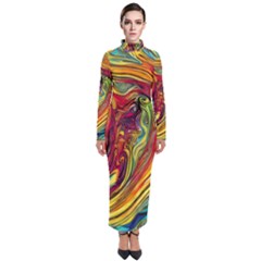 Liquid Art Pattern - Abstract Art Turtleneck Maxi Dress by GardenOfOphir