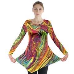 Liquid Art Pattern - Abstract Art Long Sleeve Tunic  by GardenOfOphir