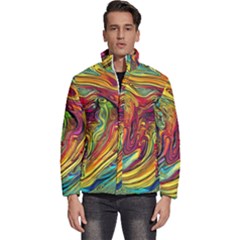 Liquid Art Pattern - Abstract Art Men s Puffer Bubble Jacket Coat by GardenOfOphir