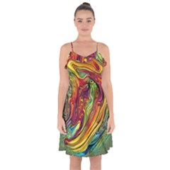 Liquid Art Pattern - Abstract Art Ruffle Detail Chiffon Dress by GardenOfOphir