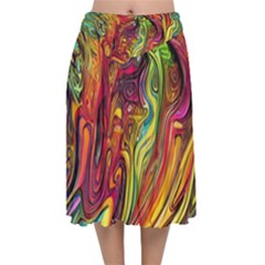 Liquid Art Pattern - Abstract Art Velvet Flared Midi Skirt by GardenOfOphir