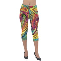 Liquid Art Pattern - Abstract Art Lightweight Velour Capri Leggings  by GardenOfOphir