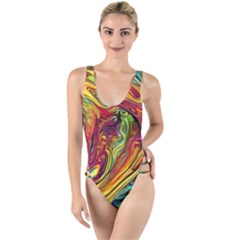 Liquid Art Pattern - Abstract Art High Leg Strappy Swimsuit by GardenOfOphir