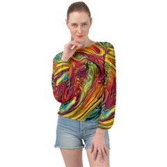 Liquid Art Pattern - Abstract Art Banded Bottom Chiffon Top by GardenOfOphir