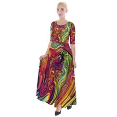 Liquid Art Pattern - Abstract Art Half Sleeves Maxi Dress by GardenOfOphir