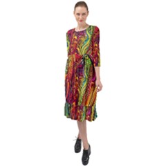 Liquid Art Pattern - Abstract Art Ruffle End Midi Chiffon Dress by GardenOfOphir