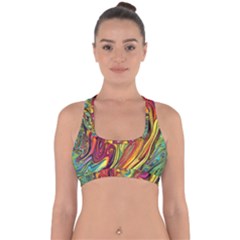 Liquid Art Pattern - Abstract Art Cross Back Hipster Bikini Top  by GardenOfOphir