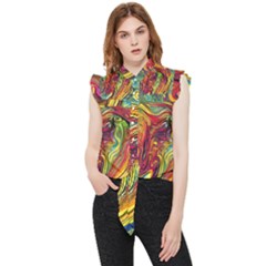 Liquid Art Pattern - Abstract Art Frill Detail Shirt by GardenOfOphir