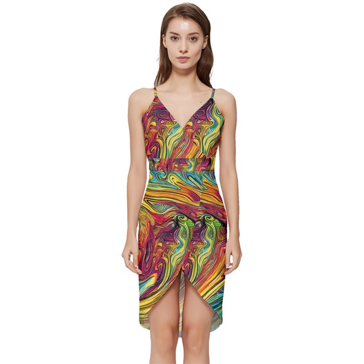 Liquid Art Pattern - Abstract Art Wrap Frill Dress