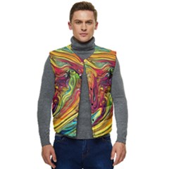 Liquid Art Pattern - Abstract Art Men s Short Button Up Puffer Vest	 by GardenOfOphir