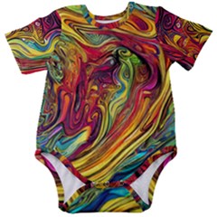 Liquid Art Pattern - Abstract Art Baby Short Sleeve Bodysuit by GardenOfOphir