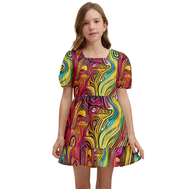 Liquid Art Pattern - Abstract Art Kids  Short Sleeve Dolly Dress