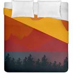 Mountain Forest Nature Scenery Art Mountains Duvet Cover Double Side (king Size) by Wegoenart