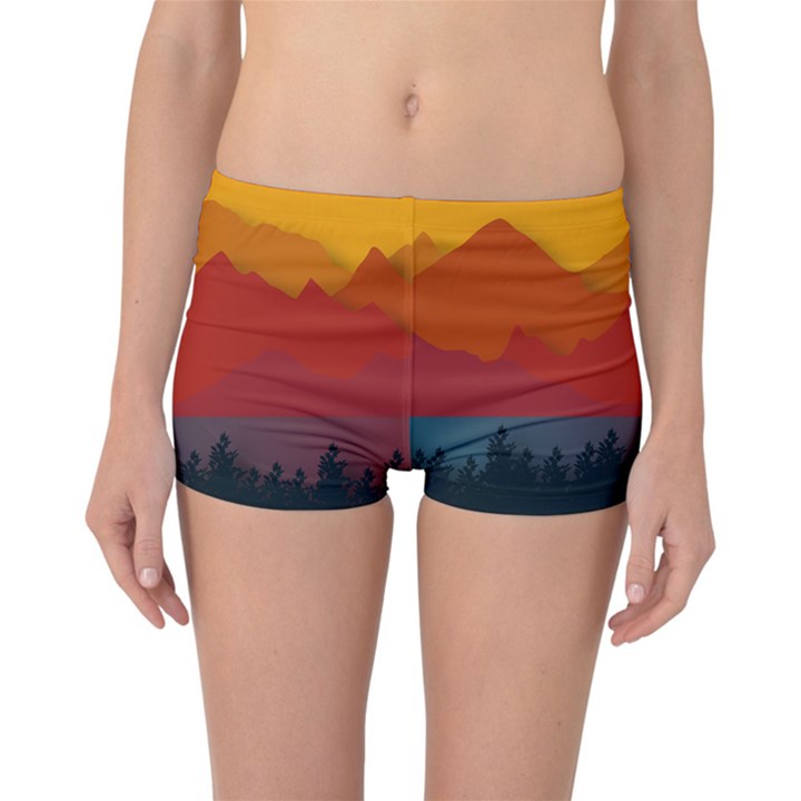 Mountain Forest Nature Scenery Art Mountains Reversible Boyleg Bikini Bottoms