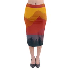 Mountain Forest Nature Scenery Art Mountains Midi Pencil Skirt by Wegoenart