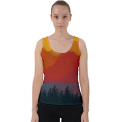 Mountain Forest Nature Scenery Art Mountains Velvet Tank Top by Wegoenart