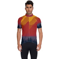 Mountain Forest Nature Scenery Art Mountains Men s Short Sleeve Cycling Jersey