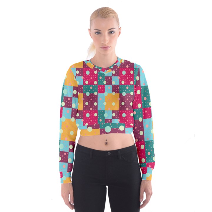 Background Pattern Texture Design Dots Wallpaper Cropped Sweatshirt