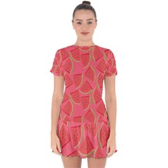 Watermelon Background Watermelon Wallpaper Drop Hem Mini Chiffon Dress by Wegoenart