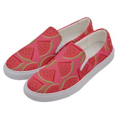 Watermelon Background Watermelon Wallpaper Men s Canvas Slip Ons by Wegoenart