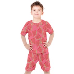 Watermelon Background Watermelon Wallpaper Kids  Tee And Shorts Set by Wegoenart