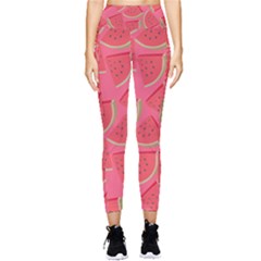 Watermelon Background Watermelon Wallpaper Pocket Leggings  by Wegoenart