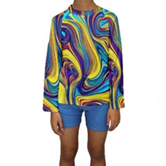 Rolling In The Deep Kids  Long Sleeve Swimwear by GardenOfOphir