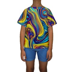 Rolling In The Deep Kids  Short Sleeve Swimwear by GardenOfOphir