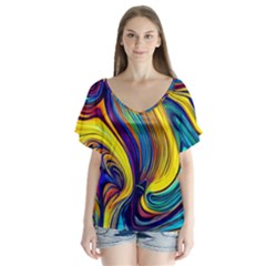 Rolling In The Deep V-Neck Flutter Sleeve Top