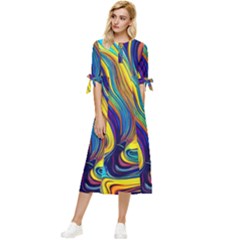 Rolling In The Deep Bow Sleeve Chiffon Midi Dress by GardenOfOphir