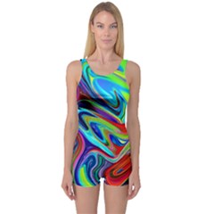 Fluid Forms One Piece Boyleg Swimsuit by GardenOfOphir