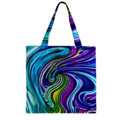 Waves Of Color Zipper Grocery Tote Bag by GardenOfOphir