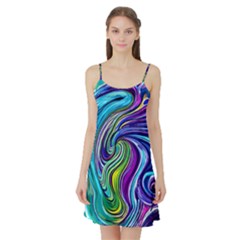 Waves Of Color Satin Night Slip by GardenOfOphir